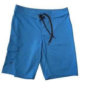 Hang Ten Men's Blue Board Shorts Size 32 Polyester Swim Trunks Beachwear